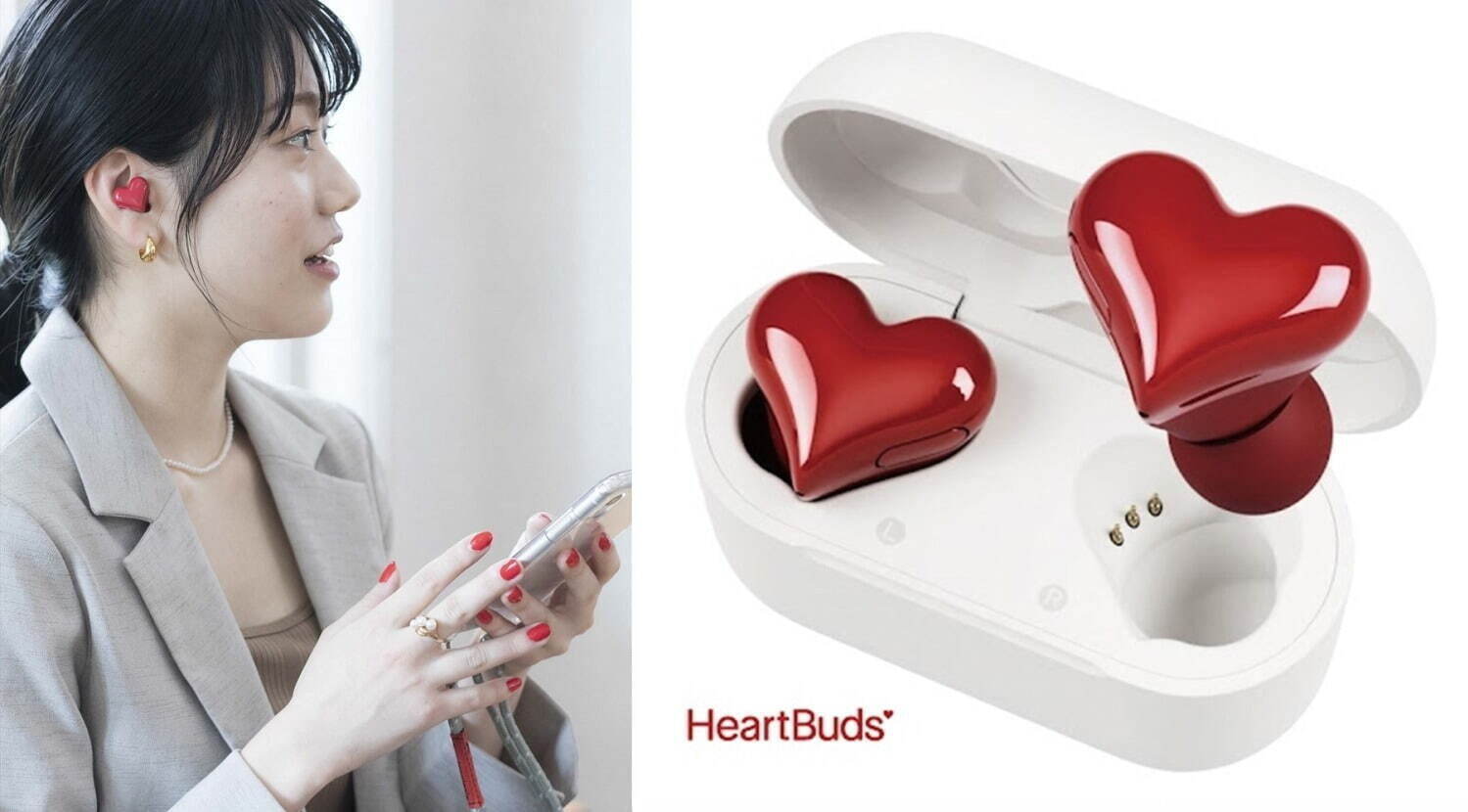 ぷっくりハート型”ワイヤレスイヤホン「HeartBuds」淡いブルーの新色