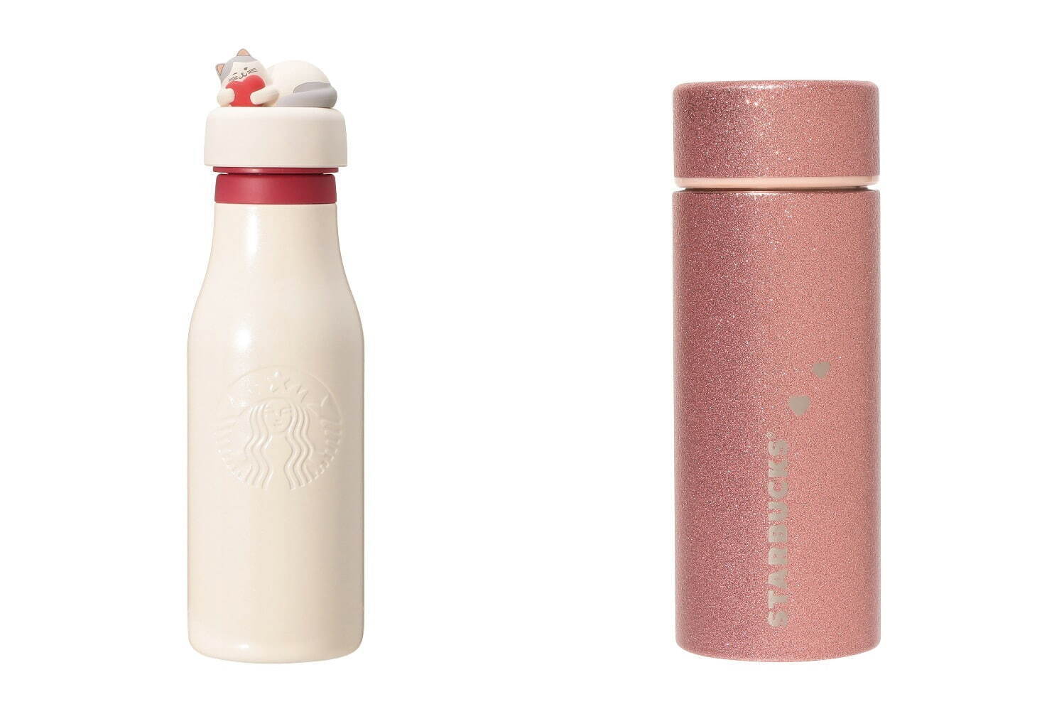 スターバックス25年バレンタイングッズ、“ハート＆リボンで遊ぶ猫”の