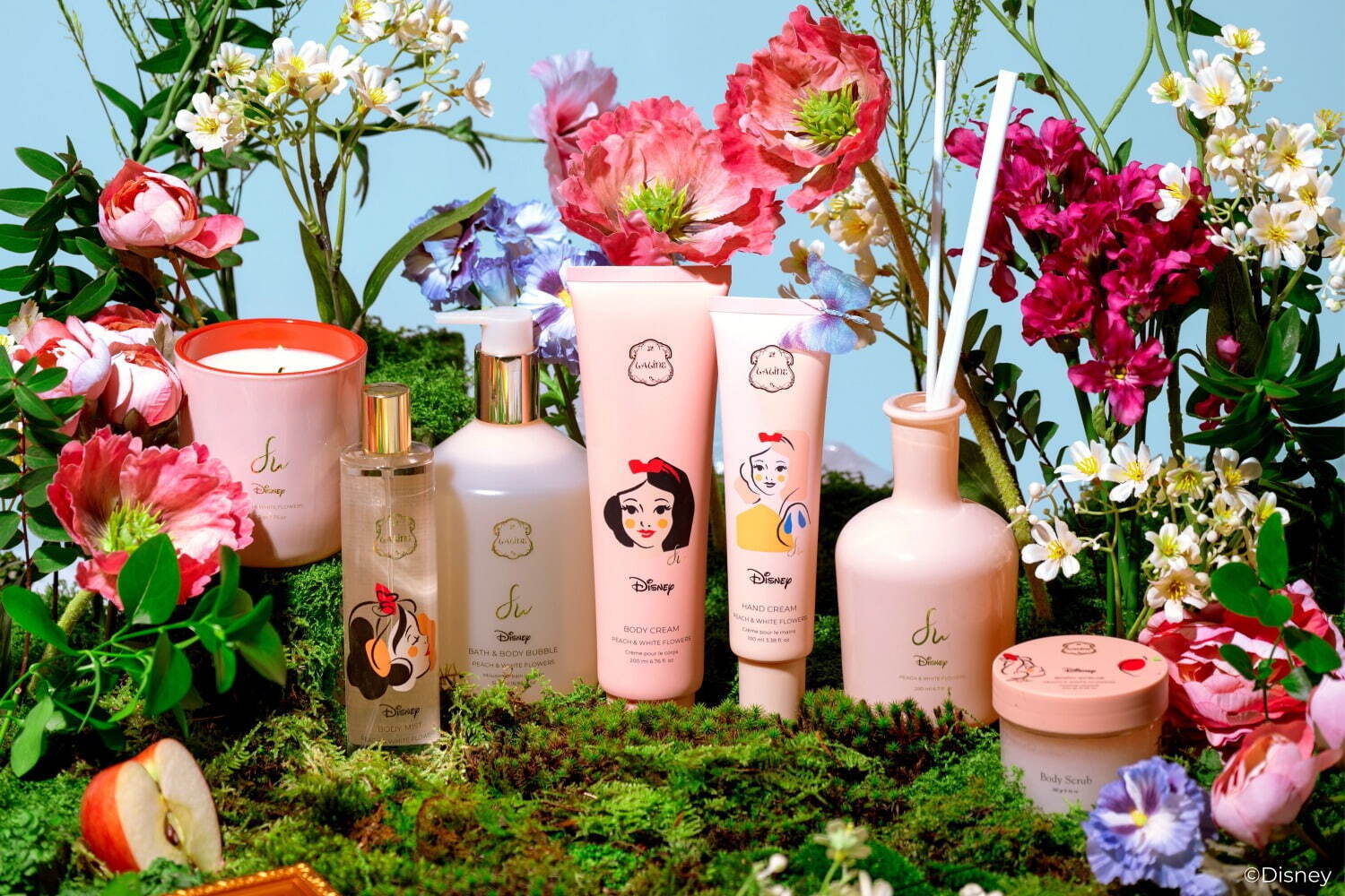 ラリンからディズニー「白雪姫」着想25年春ボディケア、花々の香り
