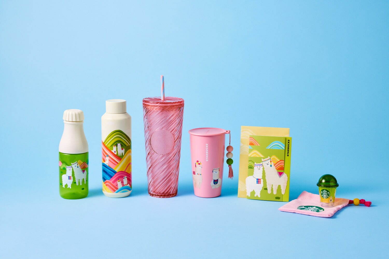 スターバックス24年夏グッズ、“カラフル衣装のアルパカ”ステンレス
