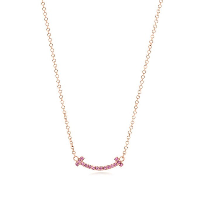 ティファニー T スマイル マイクロ ペンダント」“ピンクサファイヤ”の