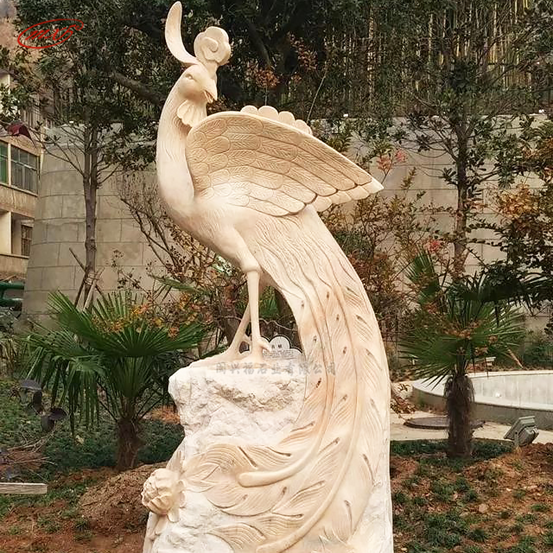 石雕凤凰园林景观石材孔雀户外草地雕刻动物雕像摆件MXFSD-DW2493