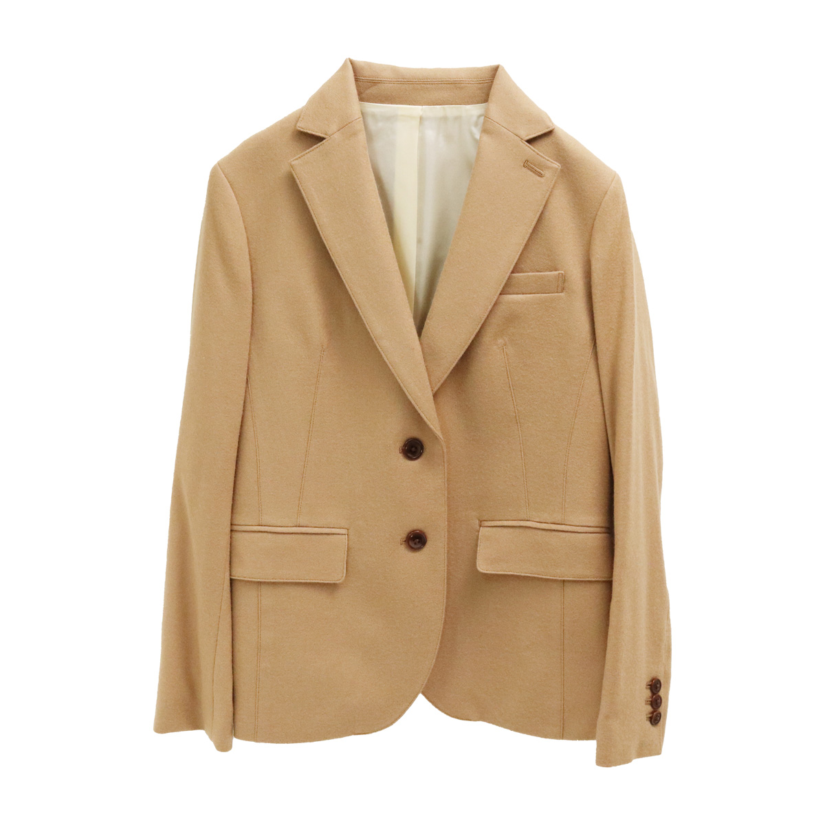 カシミヤ混ストレッチフラノウール テーラードジャケット 53 キャメル