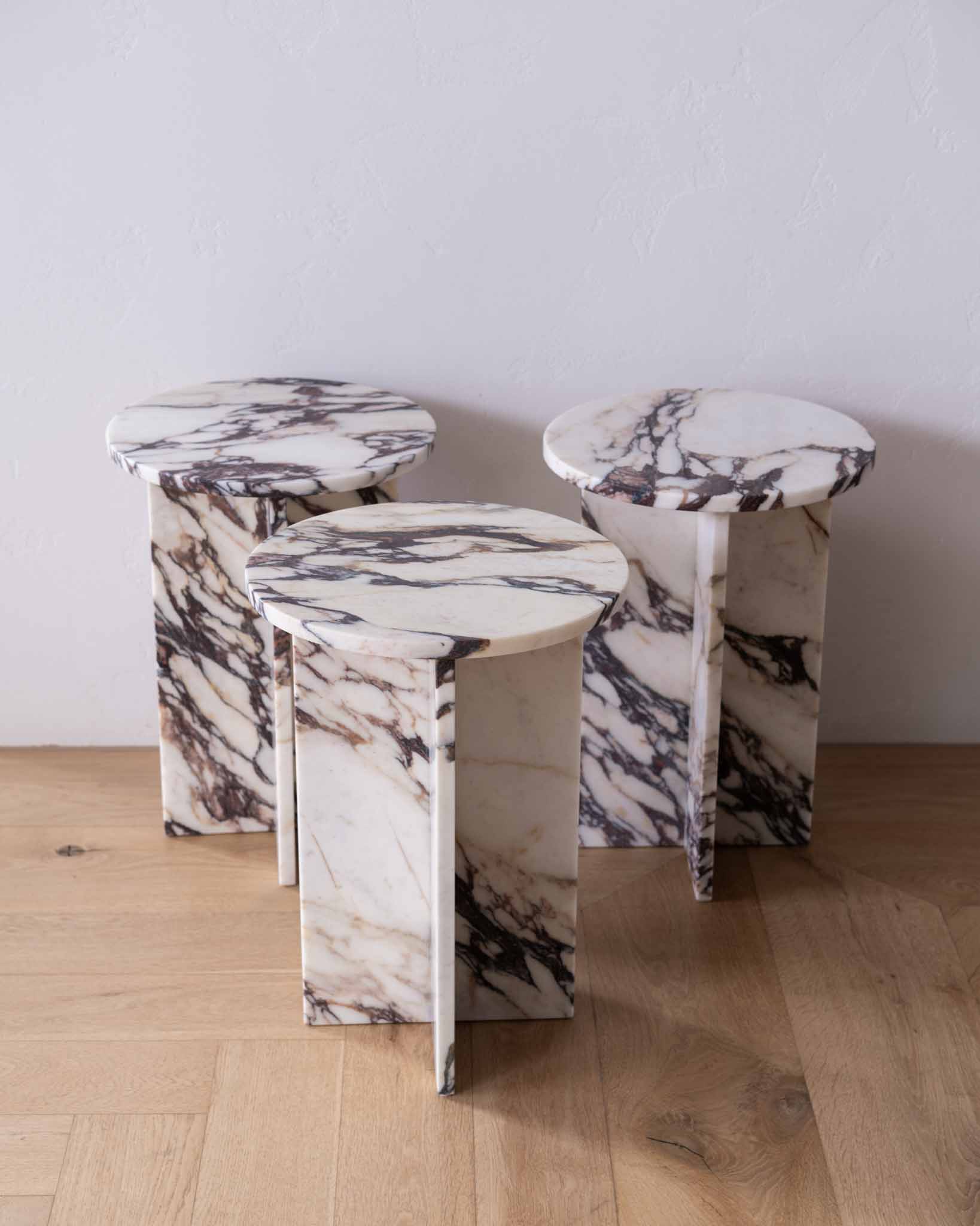 Franca Small Round Marble Side Table - Calacatta Viola | Fleur Studios