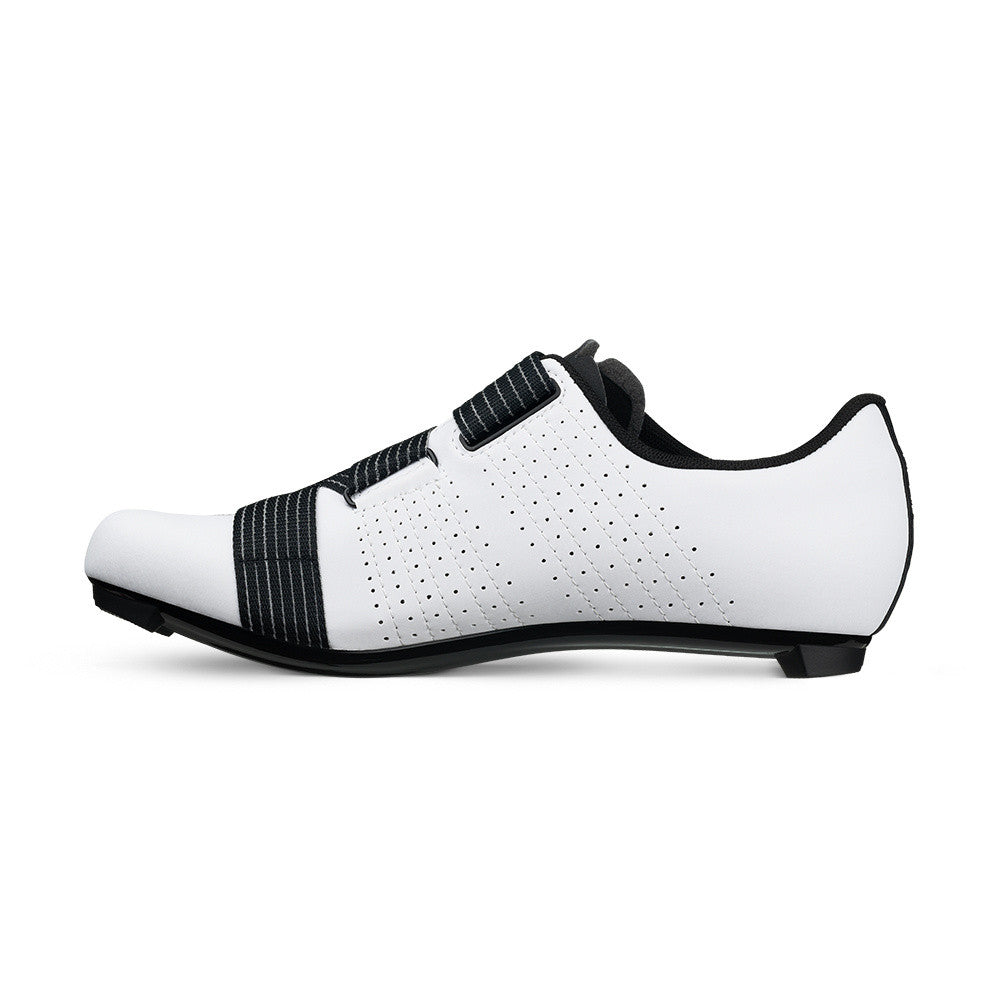 Clipless road cyling shoes - Tempo Powerstrap R5 White/Black - Fizik