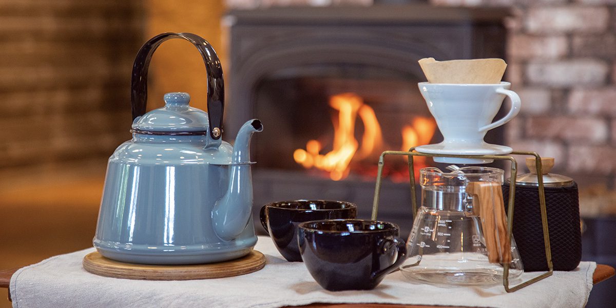 レトロホーローケトル ブルーグレー｜製品を見る｜薪⽕の総合商社