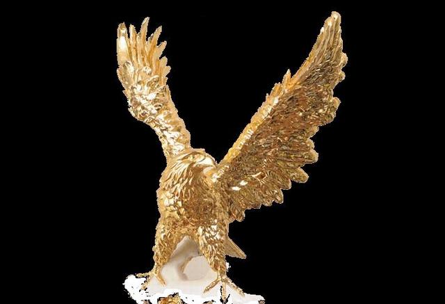 fu-collection】 アニマルオブジェ ゴールドイーグル 羽を広げた鷲の