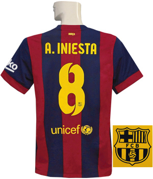 限定入荷***ナイキ/14/15バルセロナ/ホーム/半袖/イニエスタ/シャビ