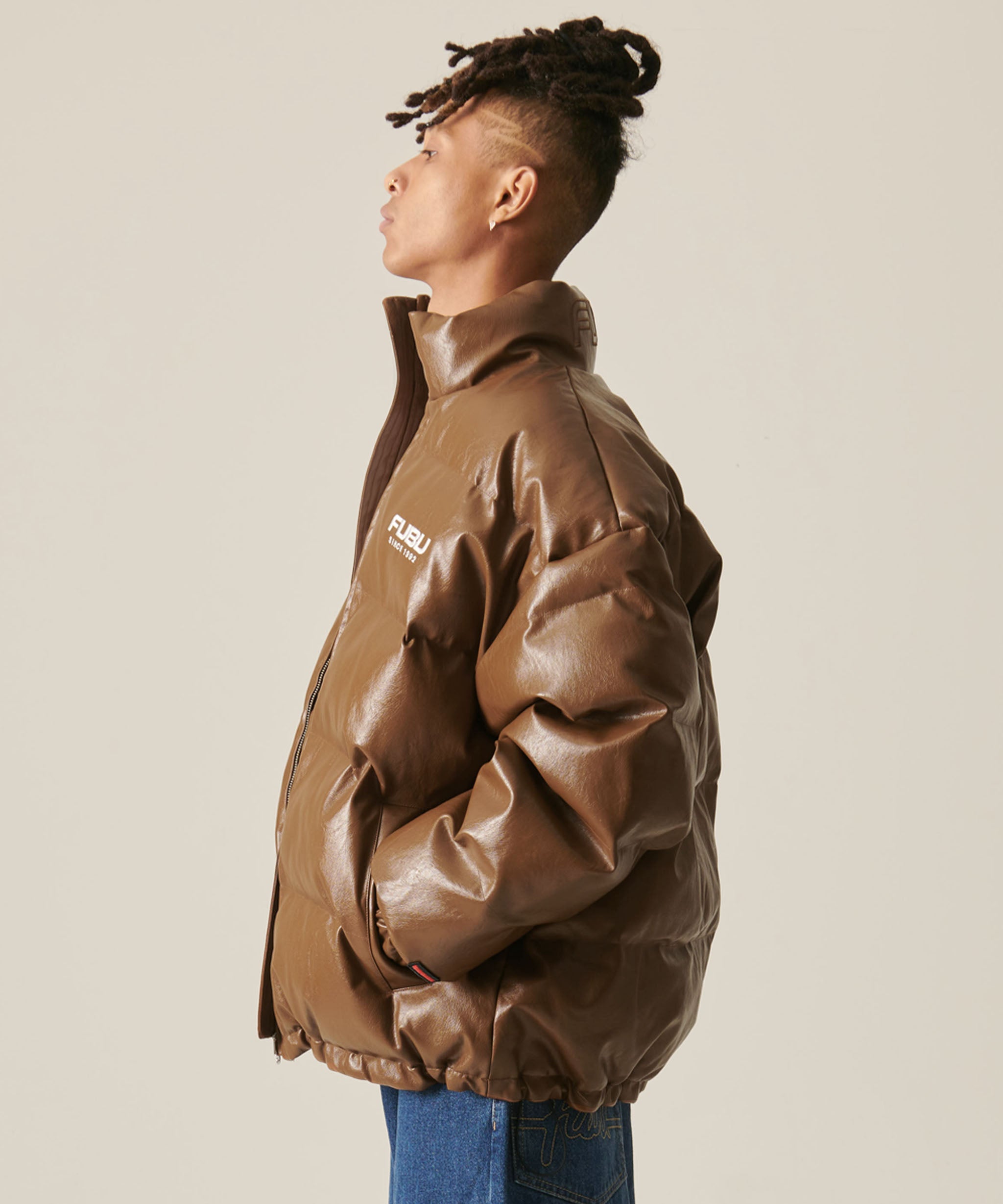 FUBU フブ アウター 中綿ジャケット フェイクレザー ジャンパー。FUBU