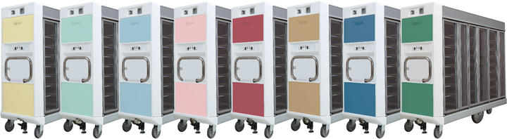 冷温蔵配膳車｜シンプルなデザインで運搬性や清掃性にも優れています