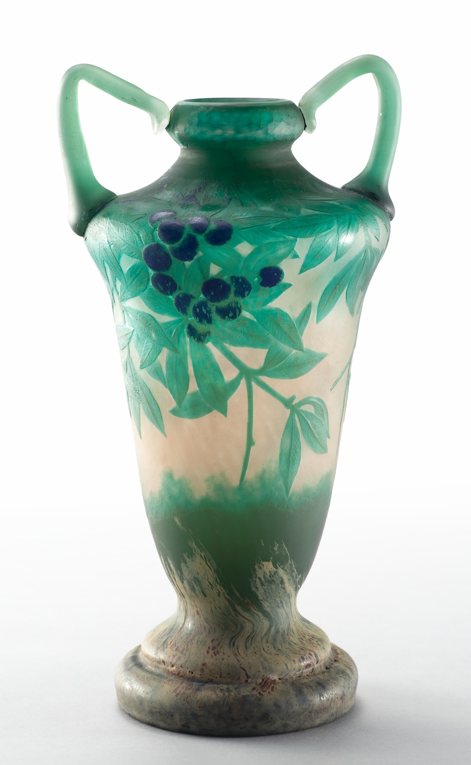 美術館級!!ドーム・ナンシー とぐろを巻いた蛇球体型壺 橙色花瓶