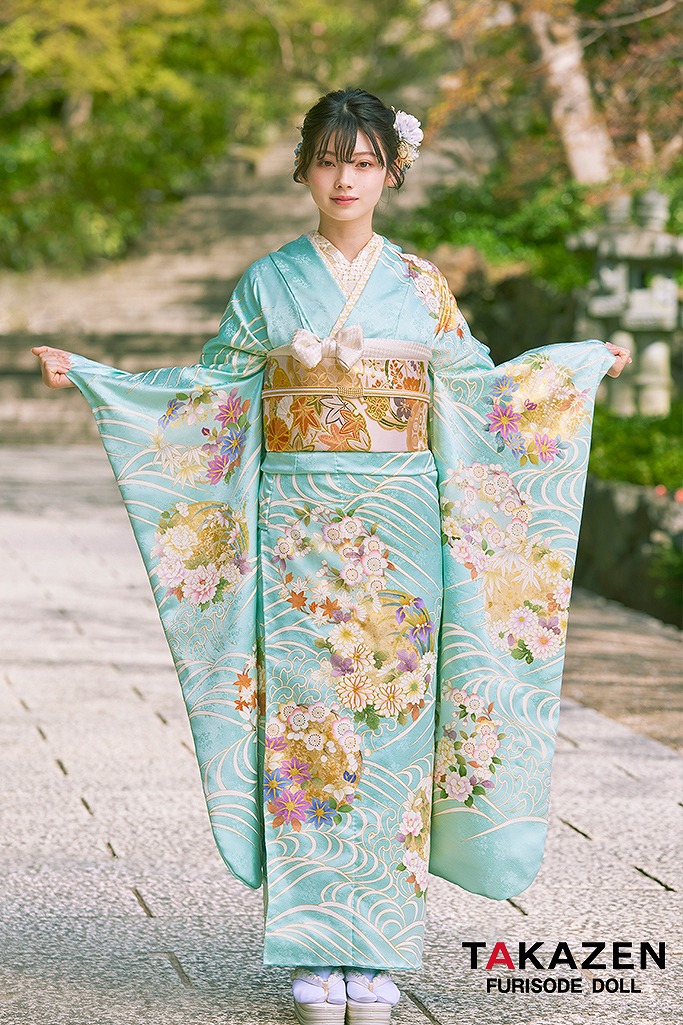 プレミアム古典 水色 最高級手描友禅/吉澤織物 上品 清楚 綺麗 上質 南