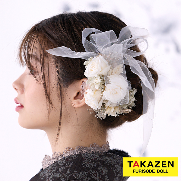 淡色かわいいくすみ髪飾り通販 白/ベージュ｜成⼈式の振袖ネット