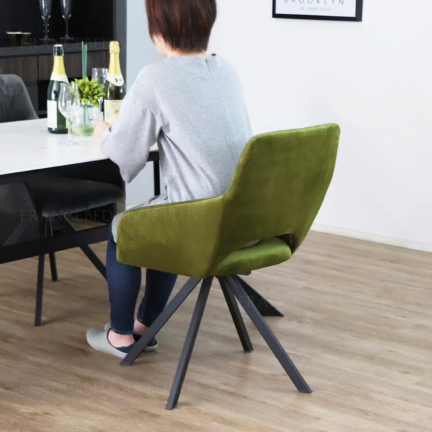 ダイニングチェア ベルベッド調 ブラック