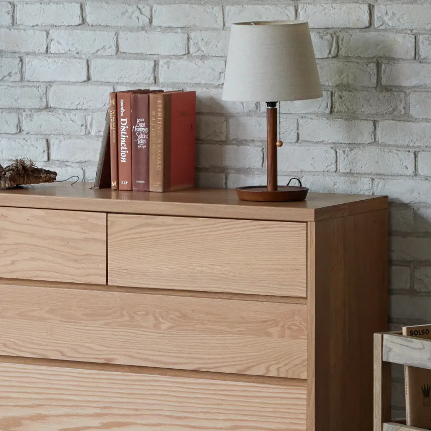 木製チェスト 110幅 天然木 ホワイトオーク 引き出し収納 大容量 棚