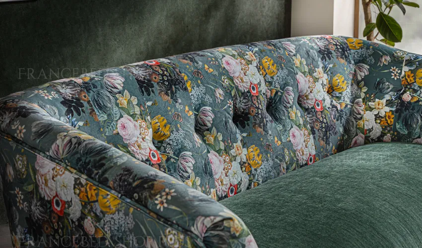 ボタニカルソファ 2人掛け 幅160cm 花柄 高級感 グリーン クッション