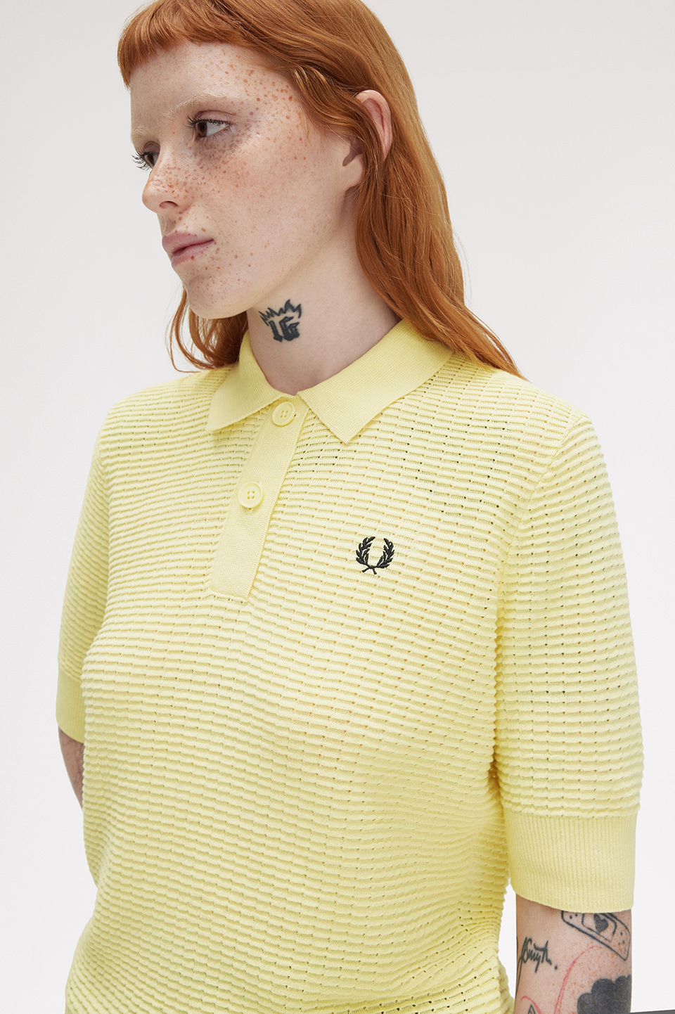 Textured Knit Polo Shirt(10 X83：CHAMPIONS GOLD): | FRED PERRY