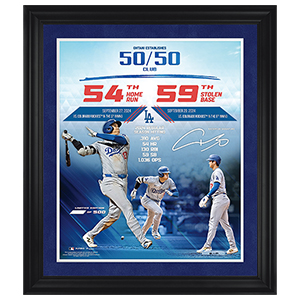 MLB™ 2024 大谷翔平54本塁打59盗塁達成公式プリントサイン入り記念