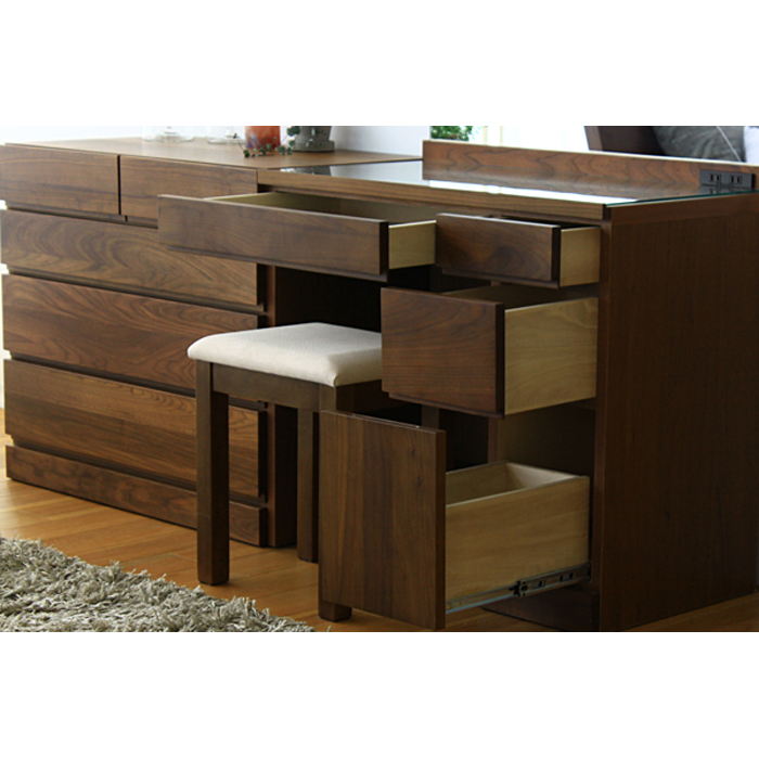 高野木工 レッチェ80 ドレッサー（椅子付き）ウォルナット【開梱設置