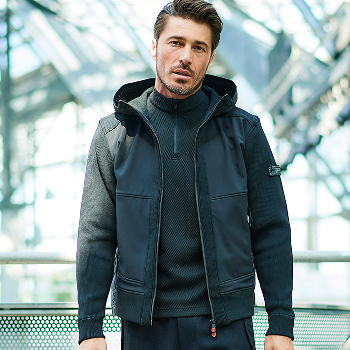 鹿の子編みニットコンビ ダウンブルゾン 450402 G-stage ジーステージ