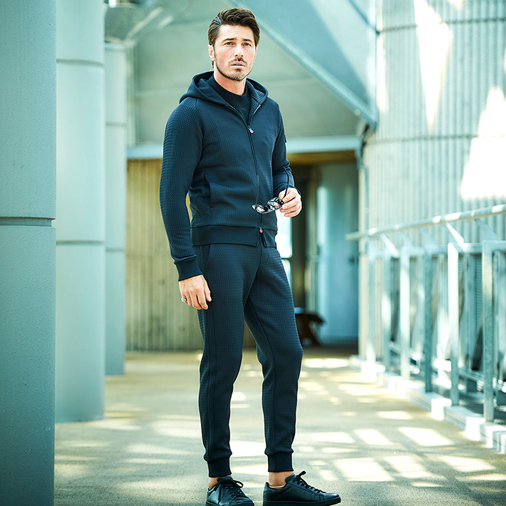 キルティング風ニットジャガードジップアップパーカー 450406 G-STAGE