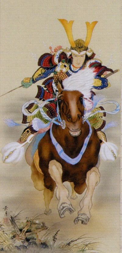 掛け軸 武者 佐藤景月 尺五立 【通販】