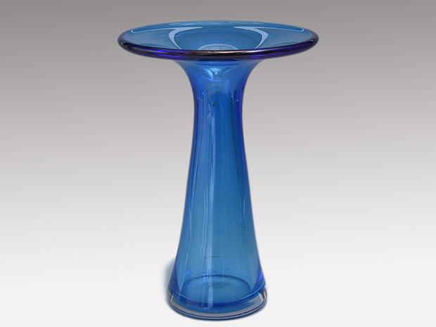 淡島雅吉（造）ブルー ガラス花瓶 | 古美術ささき