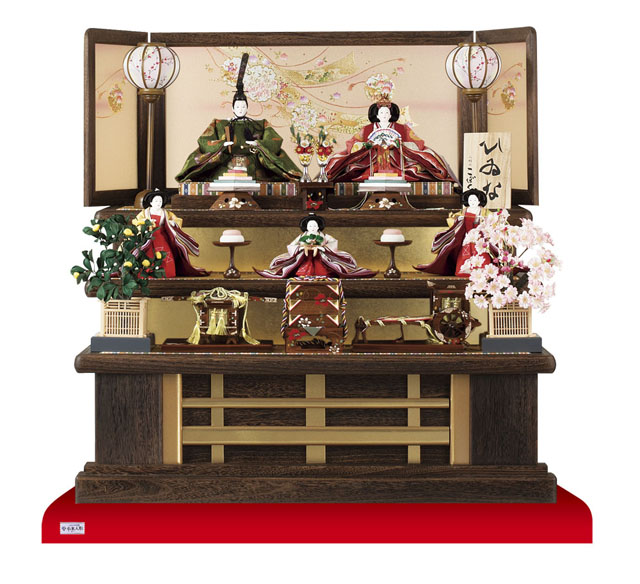 雛人形 衣装着 京八番親王六寸官女付焼桐三段飾りNo3031B