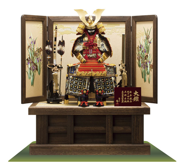 五月人形の飾り方 ② 豪華焼桐高床台飾り