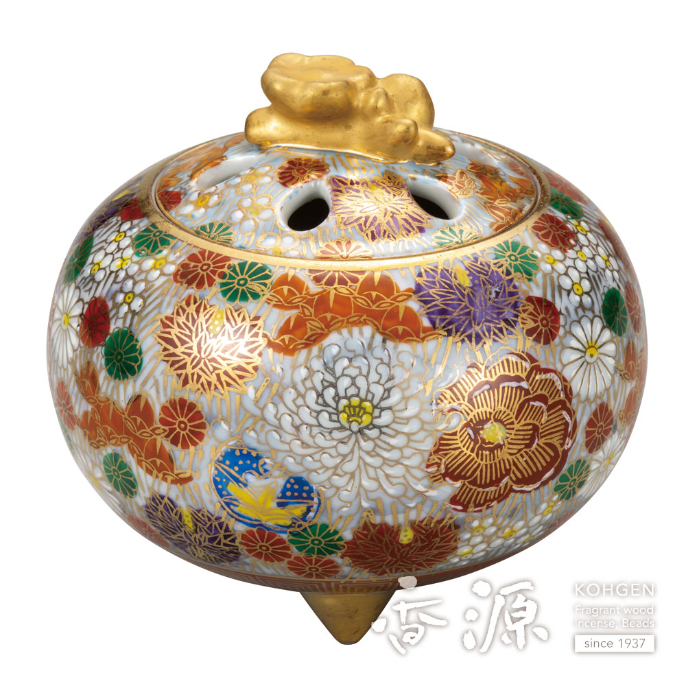 九谷焼 3.8号香炉 金花詰の通販 - お香専門店香源