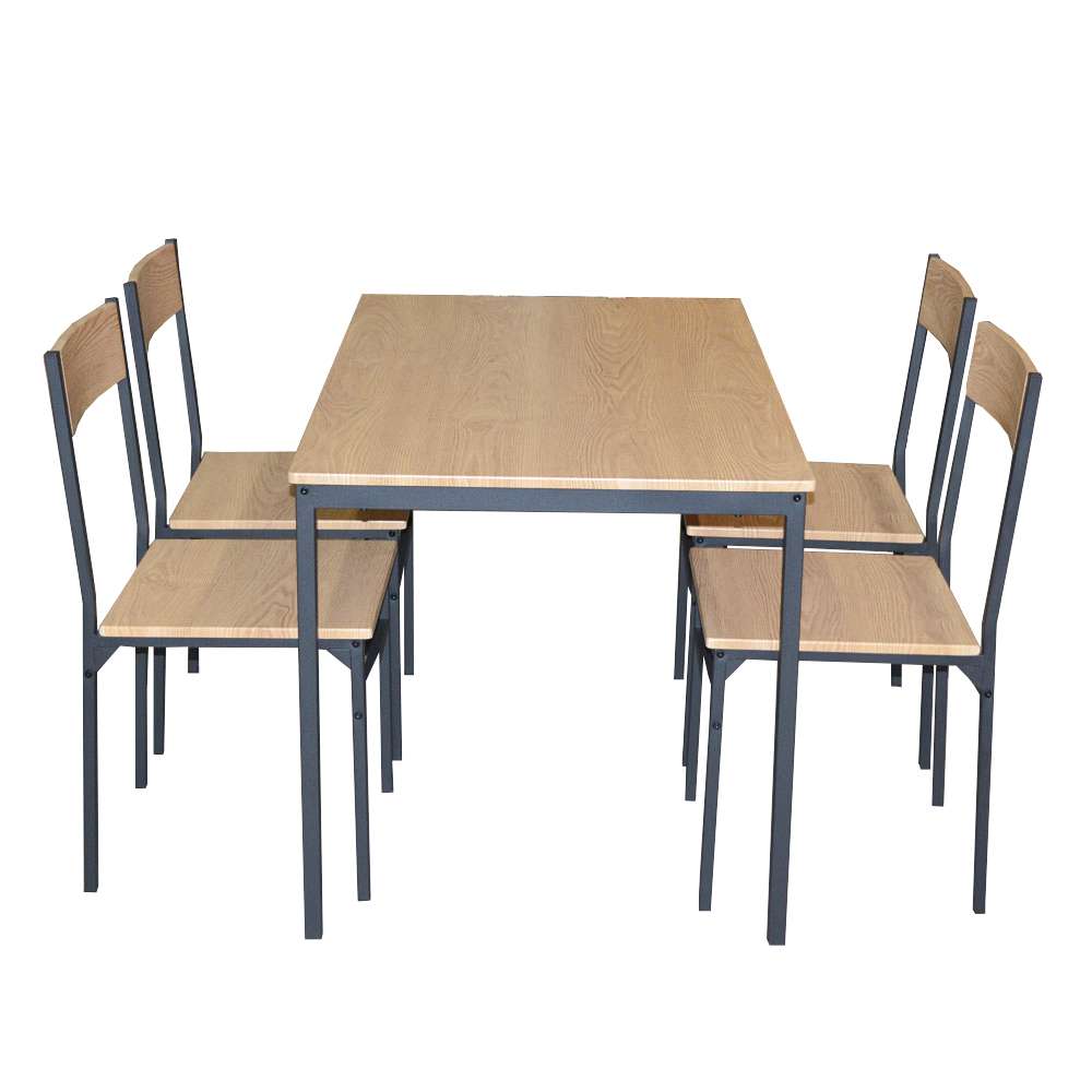 LIFELEX 4人掛け用テーブル＆ チェア5点セット OAK／BK2個口