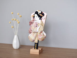 正絹♪ 桜×黒色〈48cm 匠一好作 押絵羽子板〉本つげかんざし 本仕立