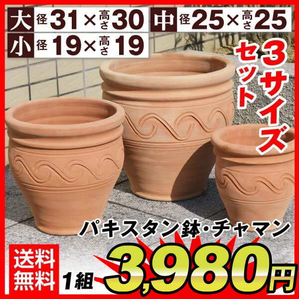 国華園オンラインショップ / パキスタン鉢・チャマン 大中小セット