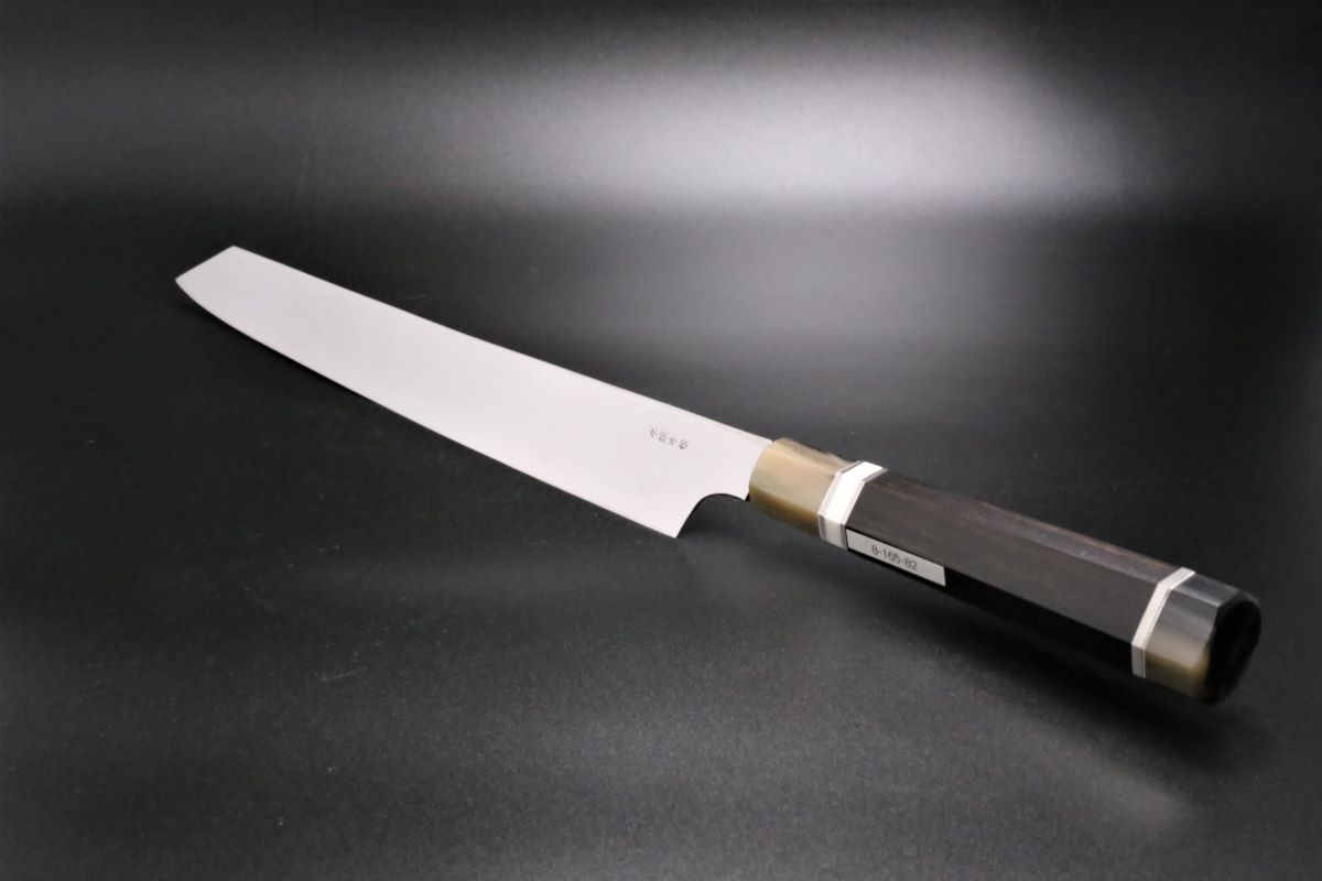 切付柳刃 白一鋼 水本焼 360mm 全鏡面 玄海正国作-歌舞伎ナイフ