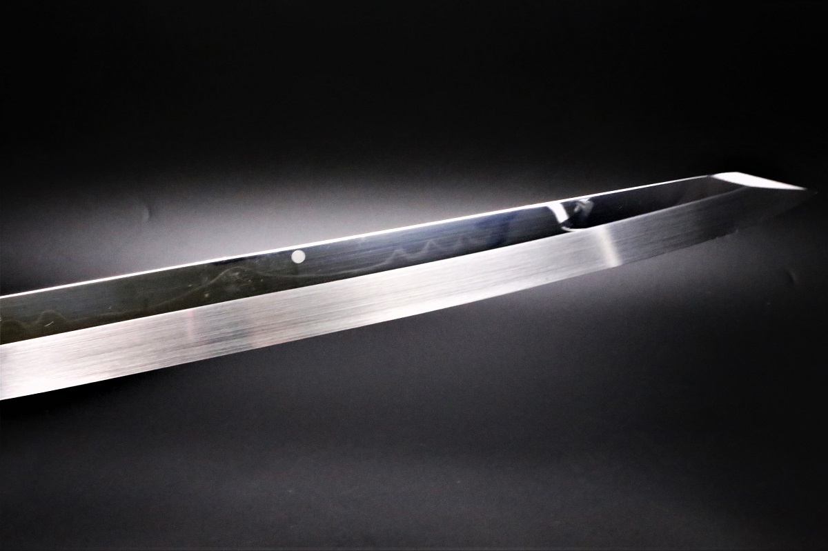 切付柳刃 白一鋼 水本焼 360mm 富士掛かり満月 両鏡面 八角黒檀柄 玄海