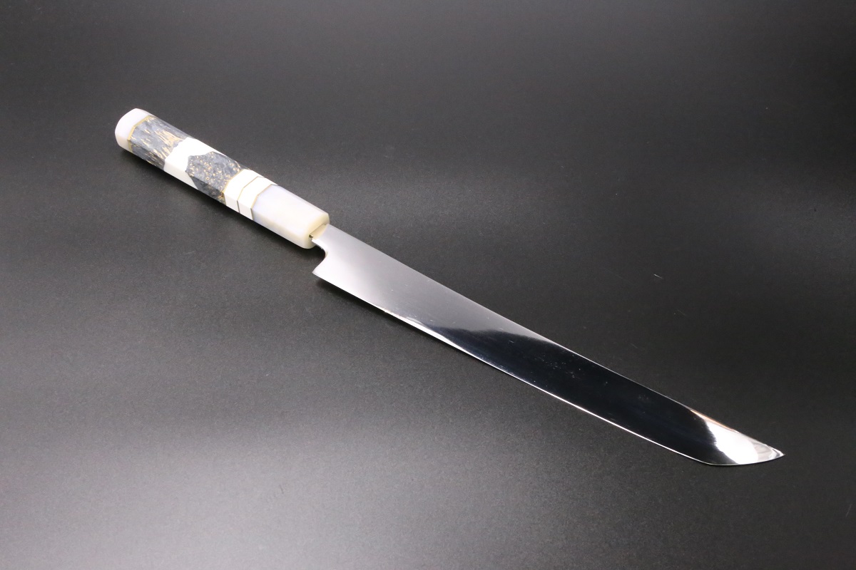 先丸蛸引-両刃 V金10号 240mm 全鋼本焼 全鏡面 八角スペシャル柄-歌舞