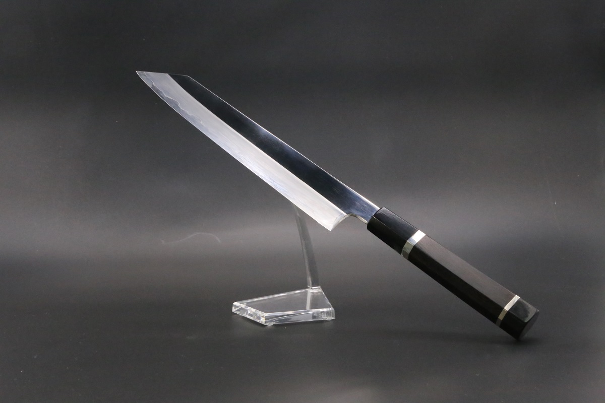 切付牛刀 V金10号 割込み 240mm 両鏡面仕上げ 黒檀柄 中川悟志作-歌舞