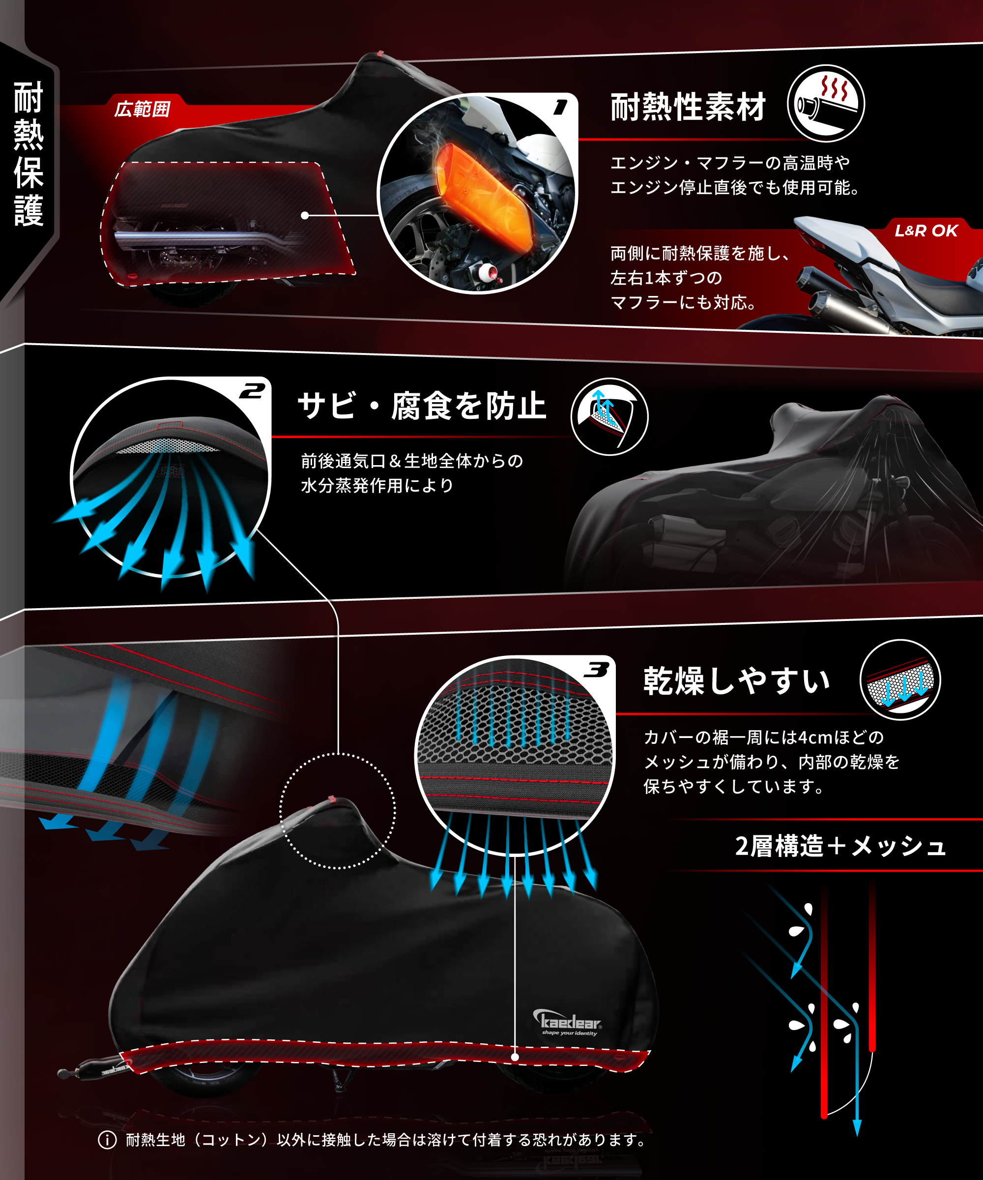 耐熱二層構造で愛車を守るバイクカバー｜ウェザーシールド
