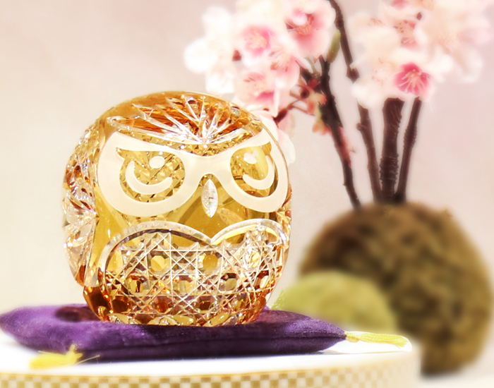 江戸切子 招福ふくろう | カガミクリスタル