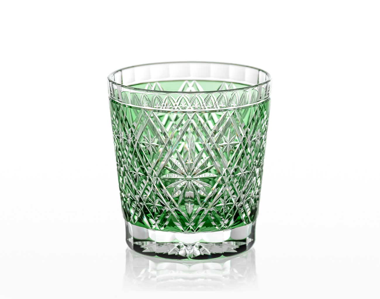 江戸切子 一輪挿＜笹っ葉に四角籠目紋＞ | カガミクリスタル