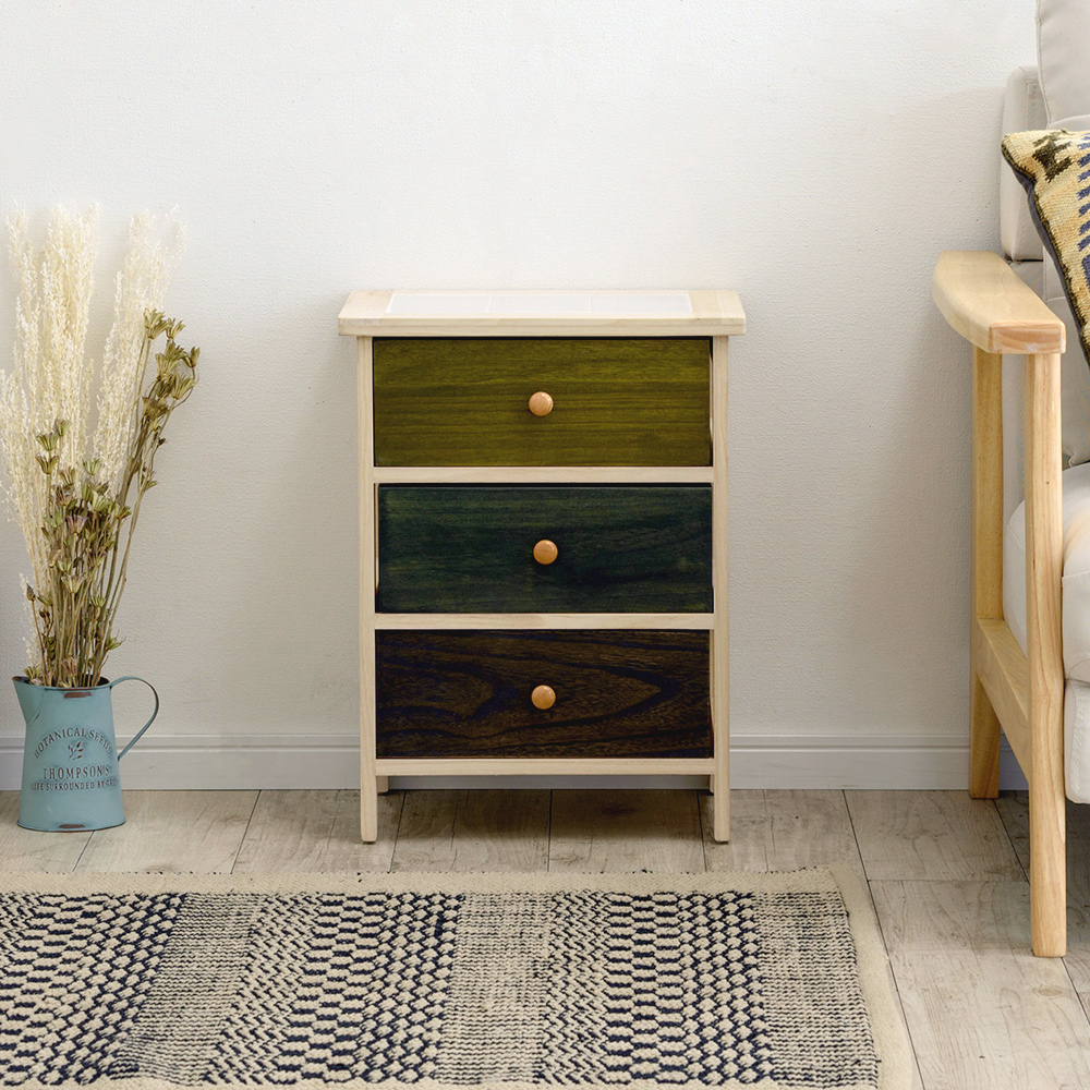 完成品 桐製 マルチカラフル 3段ボックス SHINKUE(シンクエ) 天板