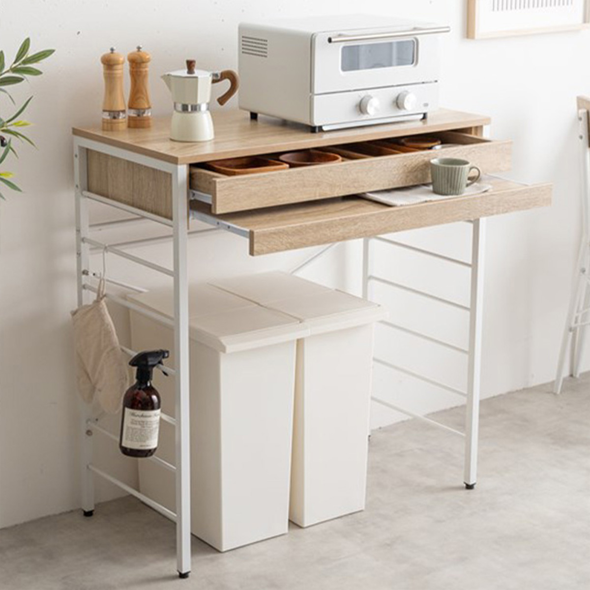 レンジ台 ゴミ箱上ラック レンジラック 幅80cm ロータイプ Cammy