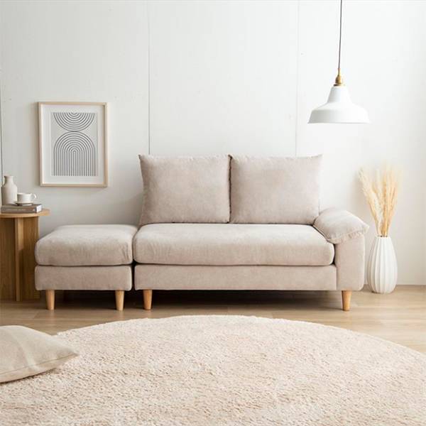 長椅子 Mellow オットマン付き2人掛けカウチソファ 4色対応の通販情報