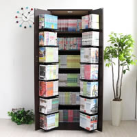 大量収納DVD・CD・コミック書棚ストッカー収納庫ダークブラウン