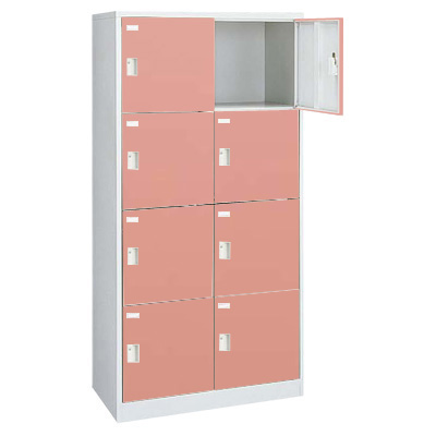 45E8FE-Z531 ダイヤル錠式 8人用ロッカー （2列4段） ソフトコーラル