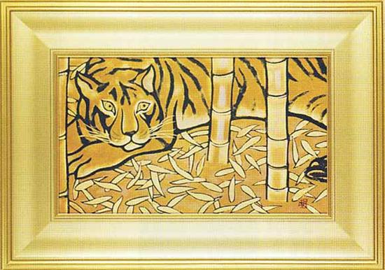 橋本明治 絵画 『竹に虎』 送料無料 【複製】【美術印刷】【巨匠