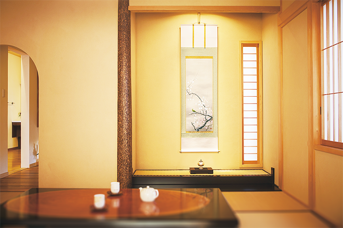 彩色山水 井上春月「尺五立」肉筆！ 山水画 - 掛け軸（掛軸）販売通販