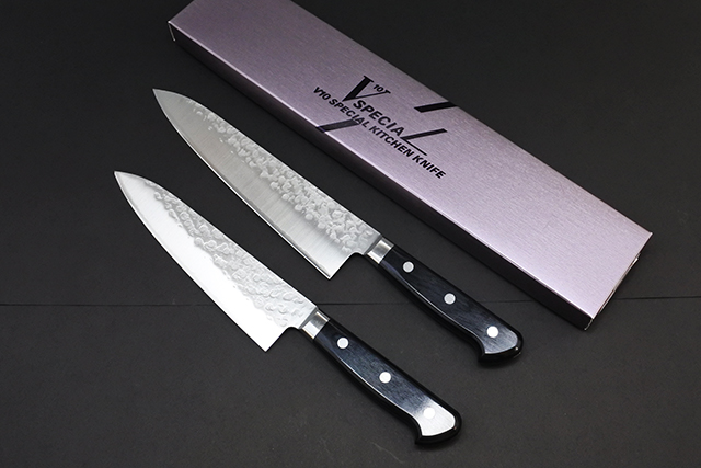 高村刃物 高村作 槌目 牛刀 210㎜＆ペティ130㎜ VG10鋼 未使用品 高村