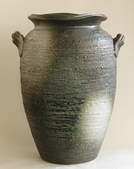 傘立て、枝ものに！】信楽焼 青釉窯変大つぼ 35×30×45cm