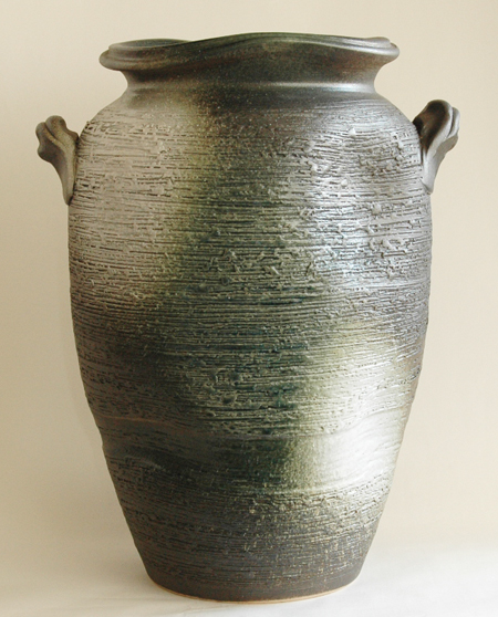 傘立て、枝ものに！】信楽焼 青釉窯変大つぼ 35×30×45cm